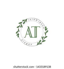 AT Initial beauty floral logo template