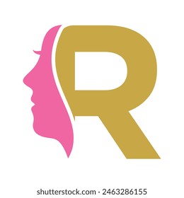 Initial Beauty Logo combine with letter R vector template
