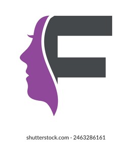 Initial Beauty Logo combine with letter F vector template