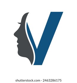 Initial Beauty Logo combine with letter V vector template