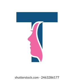 Logotipo inicial de la belleza combinado con la letra T Plantilla de Vector