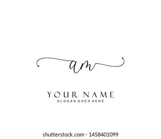 Initial AM beauty monogram and elegant logo design, handwriting logo of initial signature, wedding, fashion, floral and botanical with creative template.