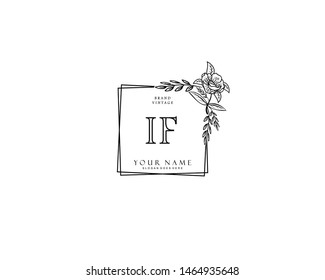 Initial IF beauty monogram and elegant logo design, handwriting logo of initial signature, wedding, fashion, floral and botanical with creative template.