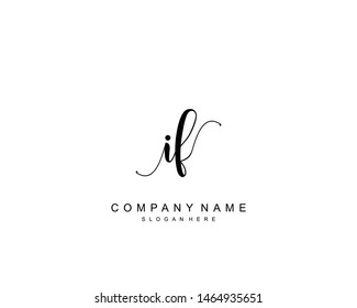 Initial IF beauty monogram and elegant logo design, handwriting logo of initial signature, wedding, fashion, floral and botanical with creative template.