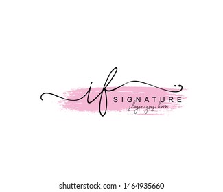 Initial IF beauty monogram and elegant logo design, handwriting logo of initial signature, wedding, fashion, floral and botanical with creative template.