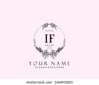 Initial IF beauty monogram and elegant logo design, handwriting logo of initial signature, wedding, fashion, floral and botanical with creative template.