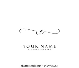 Initial IE beauty monogram and elegant logo design, handwriting logo of initial signature, wedding, fashion, floral and botanical with creative template.