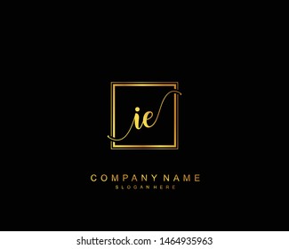 Initial IE beauty monogram and elegant logo design, handwriting logo of initial signature, wedding, fashion, floral and botanical with creative template.