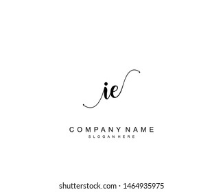 Initial IE beauty monogram and elegant logo design, handwriting logo of initial signature, wedding, fashion, floral and botanical with creative template.