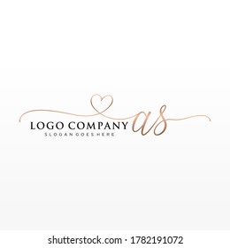 Initial AS beauty monogram and elegant logo design, handwriting logo of initial signature, wedding, fashion, floral and botanical with creative template.	
