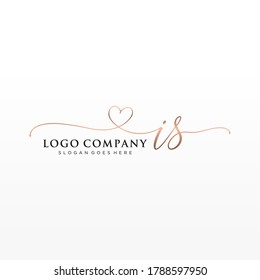 Initial IS beauty monogram and elegant logo design, handwriting logo of initial signature, wedding, fashion, floral and botanical with creative template.