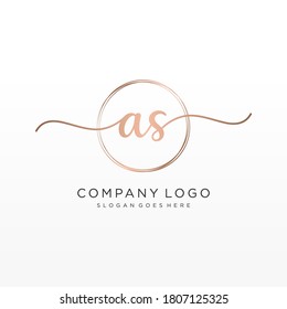 Monograma inicial de belleza AS y diseño elegante de logotipo, logotipo de escritura a mano de firma inicial, boda, moda, floral y botánica con plantilla creativa.