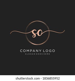 Initial SO beauty monogram and elegant logo design, handwriting logo of initial signature, wedding, fashion, floral and botanical with creative template.
