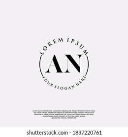 Monograma inicial de belleza AN y diseño elegante de logotipo, logotipo de escritura a mano de firma inicial, boda, moda, floral y botánica con plantilla creativa.