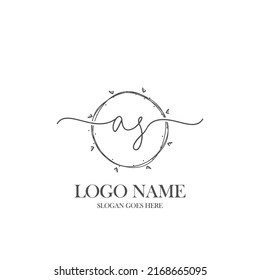 Initial AS beauty monogram and elegant logo design, handwriting logo of initial signature, wedding, fashion, floral and botanical with creative template.