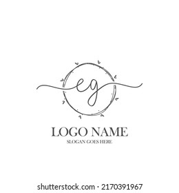 Initial EG beauty monogram and elegant logo design, handwriting logo of initial signature, wedding, fashion, floral and botanical with creative template.