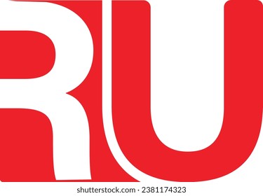 Initial best brand Ru letter logo. Red and white and white background victor design.