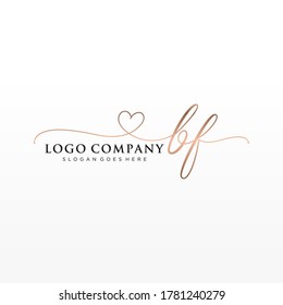 Initial BF beauty monogram and elegant logo design, handwriting logo of initial signature, wedding, fashion, floral and botanical with creative template.	
