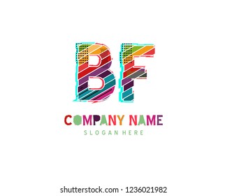 Initial BF Full color initial logo vector