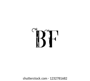 Initial BF Letter Linked Organic Flourishes Monogram Logotype