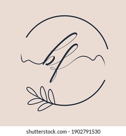 Logotipo inicial de BF Escritura a mano vector floral y botánico