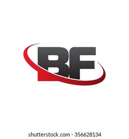 initial BF swoosh ring company logo red black