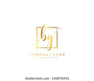 Initial BG beauty monogram and elegant logo design, handwriting logo of initial signature, wedding, fashion, floral and botanical with creative template.