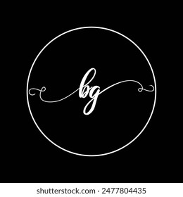 Initial BG letter handwriting monogram simple luxury