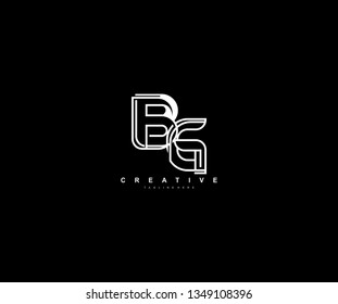 Initial BG Letter Linked Modern Creative Linear Monochromatic Logo