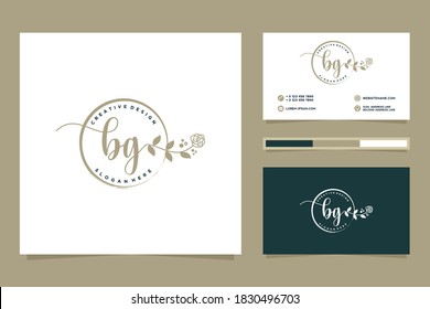 Ursprüngliches BG-Logo aus der femininen Logo-Sammlung und Visitenkartenvorlagen. Premium-Vektorgrafik.