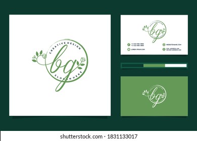 Ursprüngliches BG-Logo aus der femininen Logo-Sammlung und Visitenkartenvorlagen. Premium-Vektorgrafik.