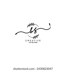 Tipografía inicial de la marca botánica de la escritura a mano del logotipo de BG