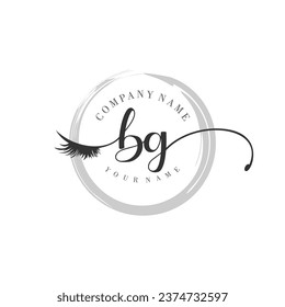 Initial BG monogram eye and eyelash handwriting