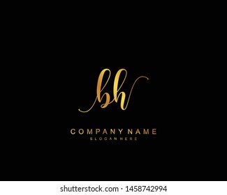 Initial BH beauty monogram and elegant logo design, handwriting logo of initial signature, wedding, fashion, floral and botanical with creative template.