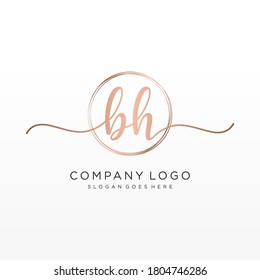 Initial BH beauty monogram and elegant logo design, handwriting logo of initial signature, wedding, fashion, floral and botanical with creative template.