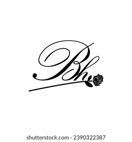 Initial BH handwriting flower typography ornament modern