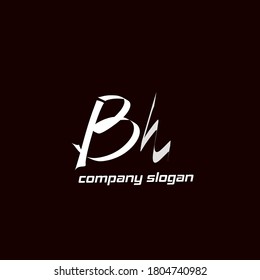 Initial Bh handwriting logo template vector