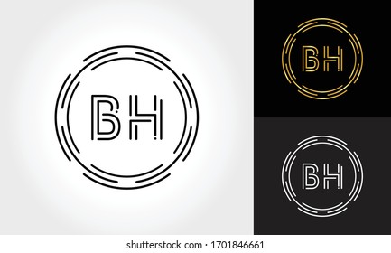 Logotipo De Carta BH Inicial Con Plantilla Vector De Típografía Comercial Moderna Creativa. Diseño de logotipo de carta resumida creativa BH