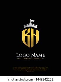 initial BH letter with shield style logo template vector