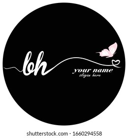 Initial BH logo handwriting vector butterfly illustration	