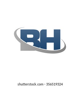 initial BH swoosh ring company logo blue gray