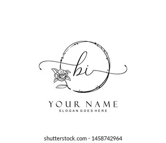 Initial BI beauty monogram and elegant logo design, handwriting logo of initial signature, wedding, fashion, floral and botanical with creative template.