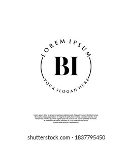 Initial BI beauty monogram and elegant logo design, handwriting logo of initial signature, wedding, fashion, floral and botanical with creative template.