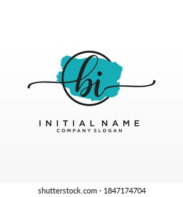 Initial BI beauty monogram and elegant logo design, handwriting logo of initial signature, wedding, fashion, floral and botanical with creative template.