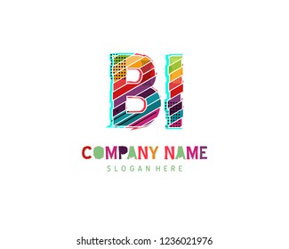 Initial BI Full color initial logo vector