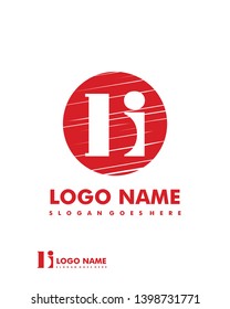 Initial BI negative space logo with circle template