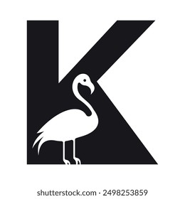 Initial bird Logo combine with letter K vector template