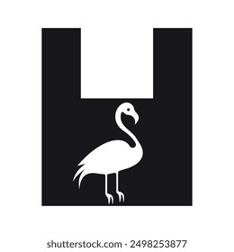 Initial bird Logo combine with letter H vector template