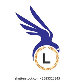 Initial Bird Logo Combine With Letter L Vector Template