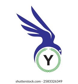 Initial Bird Logo Combine With Letter Y Vector Template